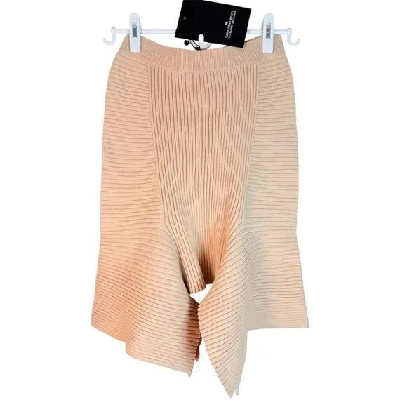 Designers Remix Womens XS Ribly Flared Knit Mini Skirt Powder Nude Scandigirl - Picture 2 of 9
